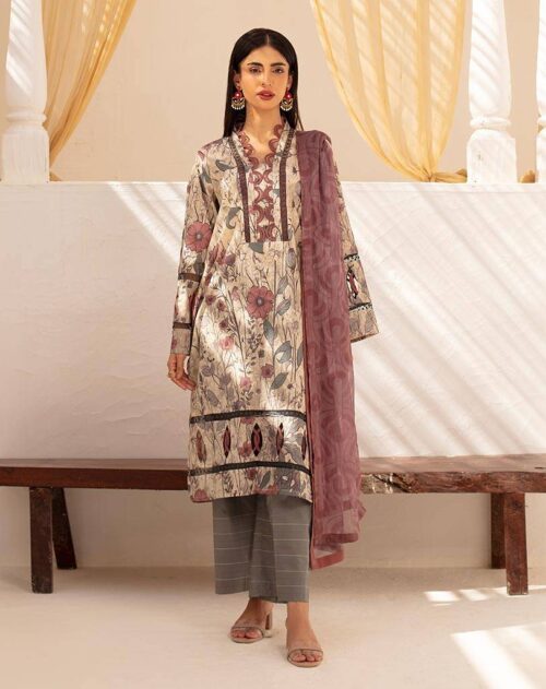 3PC PRINTED LAWN SUIT